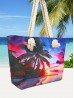 Canvas Palm Tree Print Shoulder Tote